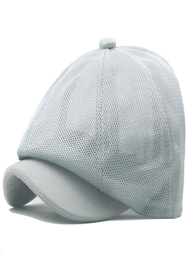 Taidor Hollow Mesh Octagonal Hat Men's Summer Newsboy Cap Breathable Adjustable Beret Ivy Cap Irish Cabbie Driving Fishing Hats Light Gray - Image 1